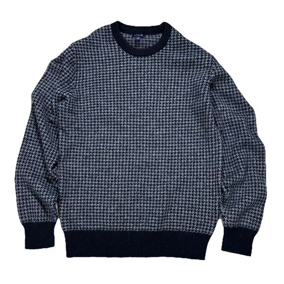 J. Crew Birdseye Houndstooth Wool Sweater Mens Size Small Black Gray - Picture 3 of 9